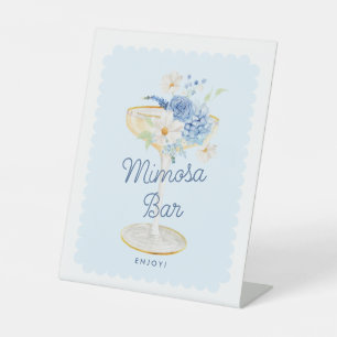 Expositor En L Rótulo Pedestal Bar Mimosa Floral Azul
