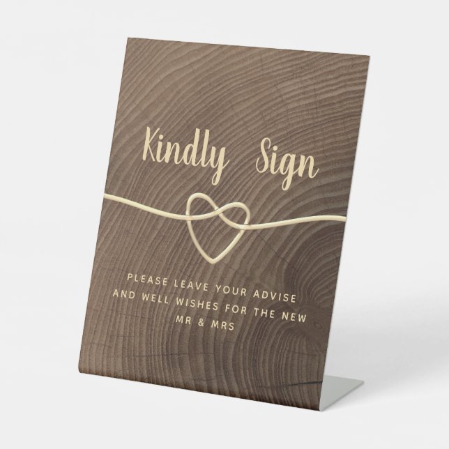 Expositor En L Rótulo Pedestal Boda de Madera Rústica (Anverso)