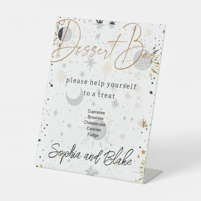 Expositor En L Rótulo Pedestal Boda del bar de postres celestes (Anverso)