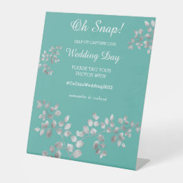 Expositor En L Rótulo Pedestal Boda floral plateado moderno