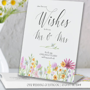 Expositor En L Rótulo Pedestal Boda Guestbook de Wildflower Meado