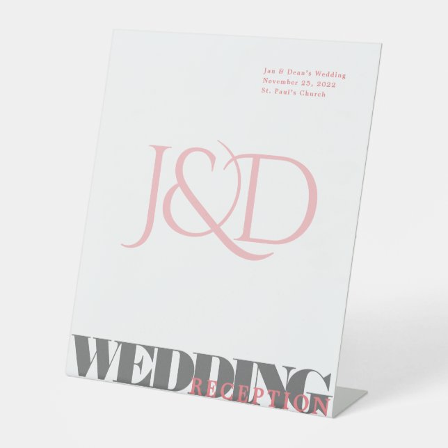 Expositor En L Rótulo Pedestal Boda monogramado (Anverso)