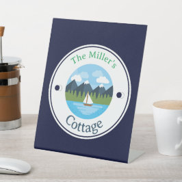 Expositor En L Rótulo Pedestal - Cabaña - Personalizada - Añadir