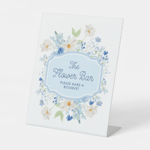 Expositor En L Rótulo Pedestal con ducha de novia Blue Flower Bar