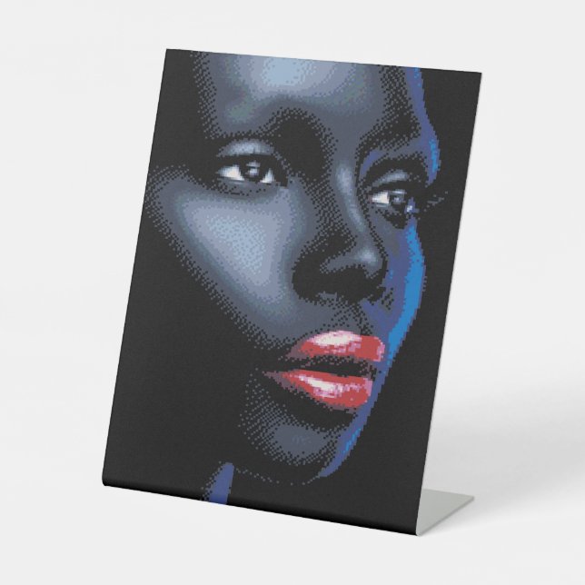 Expositor En L Rótulo Pedestal de Arte Femenino Africano (Anverso)