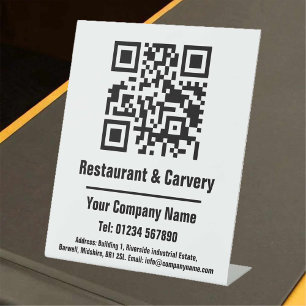 Expositor En L Rótulo Pedestal de diseño de código QR para restau