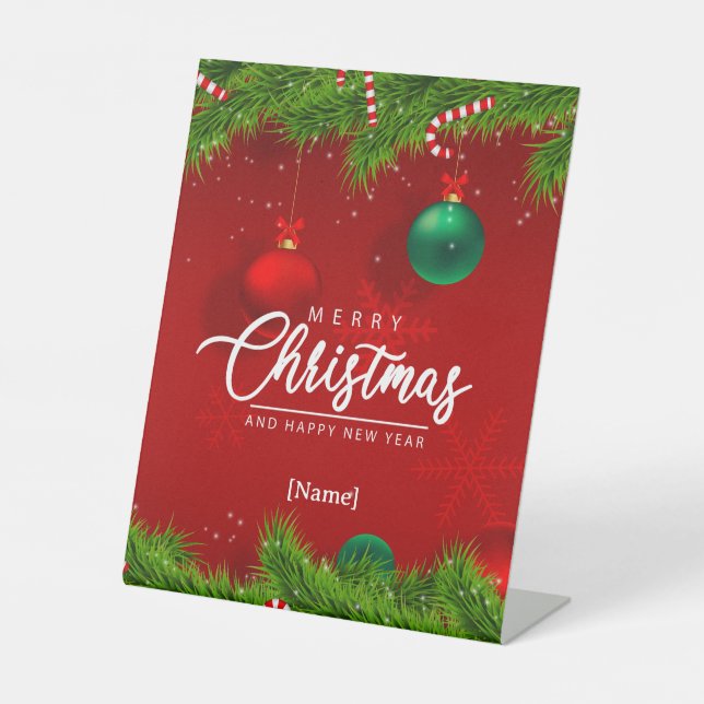 Expositor En L Rótulo Pedestal de Feliz Navidad Personalizado (Anverso)