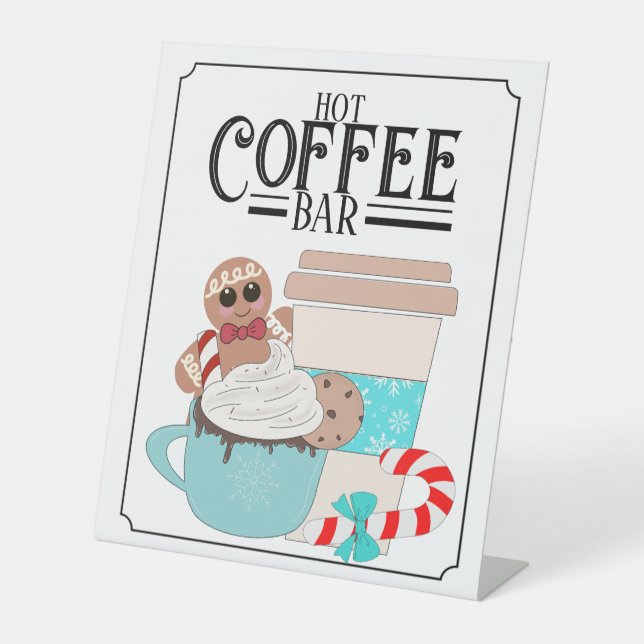Expositor En L Rótulo Pedestal de Hot Coffee Bar (Anverso)