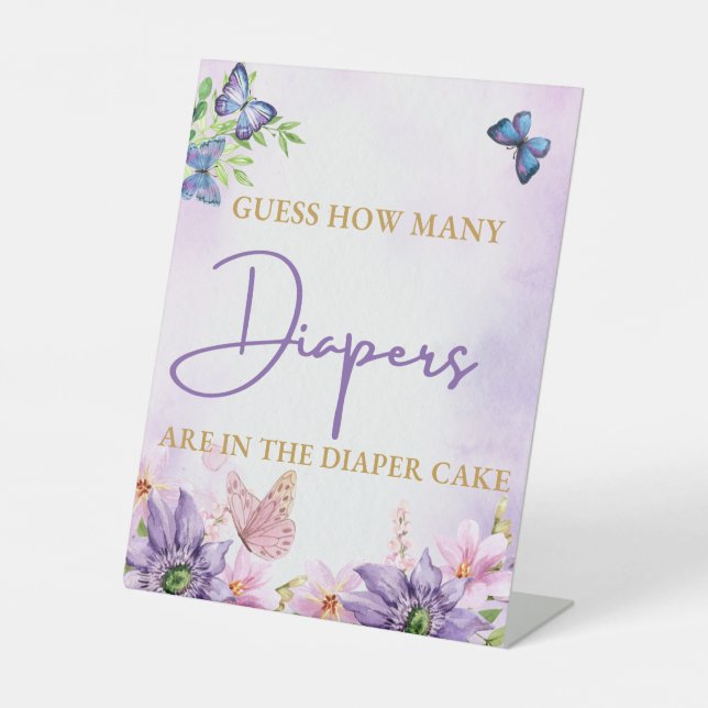 Expositor En L Rótulo Pedestal de juego Baby Shower de mariposa (Anverso)
