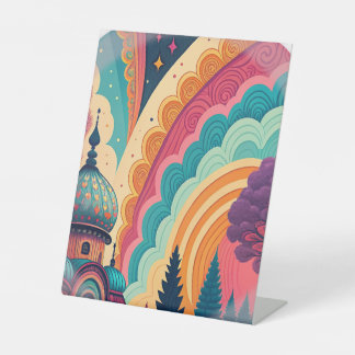 Expositor En L Rótulo Pedestal de la Cúpula Arcoiris - Personaliz