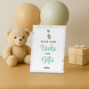 Expositor En L Rótulo Pedestal de mesa de regalo de Baby Shower C
