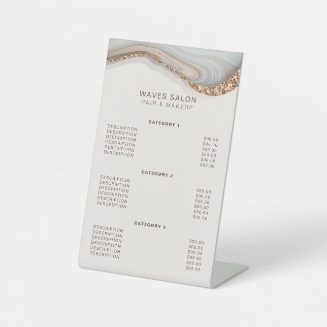 Expositor En L Rótulo Pedestal de Precios de Servicio de Mármol d (Anverso)