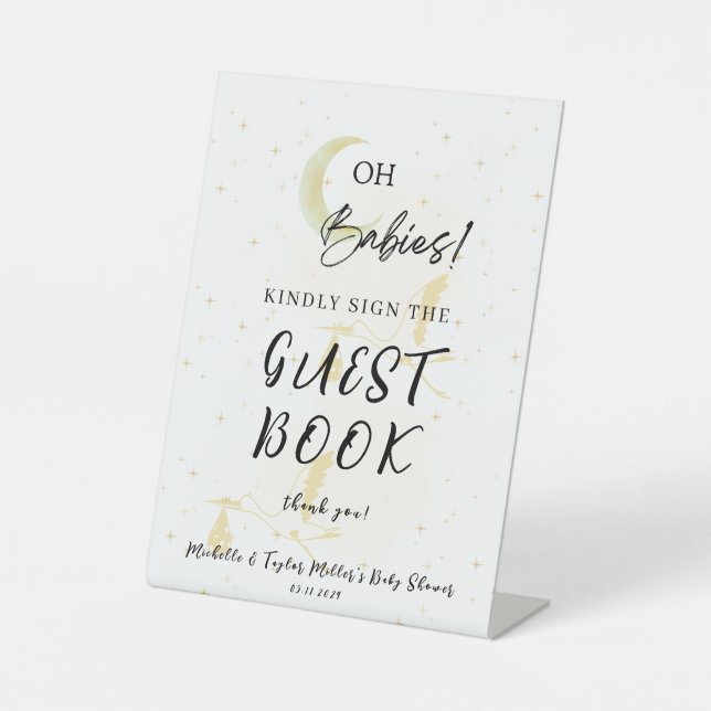 Expositor En L Rótulo Pedestal del Libro de Invitados Baby Shower (Anverso)