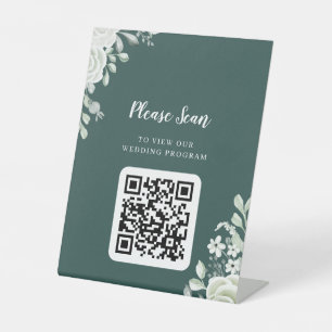 Expositor En L Rótulo Pedestal del programa de bodas de código QR