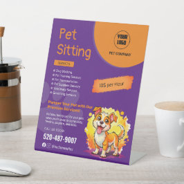 Expositor En L Rótulo Pedestal editable de sentado mascota