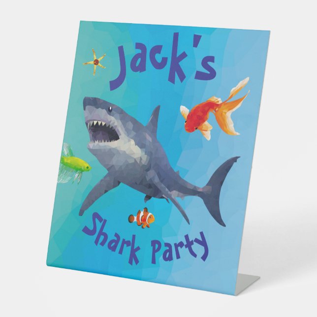 Expositor En L Rótulo Pedestal Fiesta de los niños tiburones (Anverso)