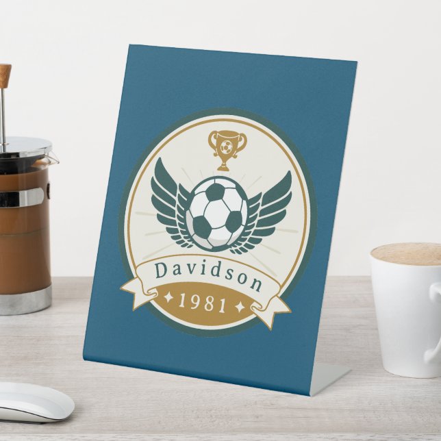 Expositor En L Rótulo Pedestal - Fútbol - Personalizado - Añadir  (In Situ)