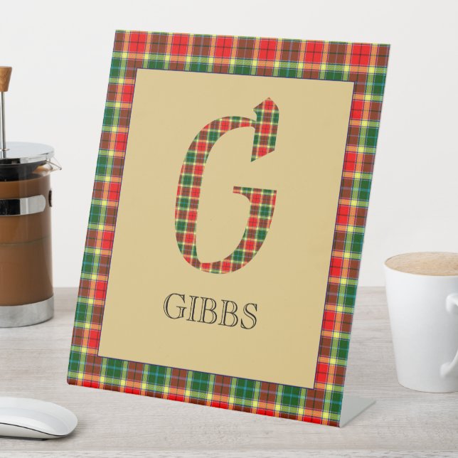 Expositor En L Rótulo Pedestal Gibbs Tartan Monogram G (In Situ)
