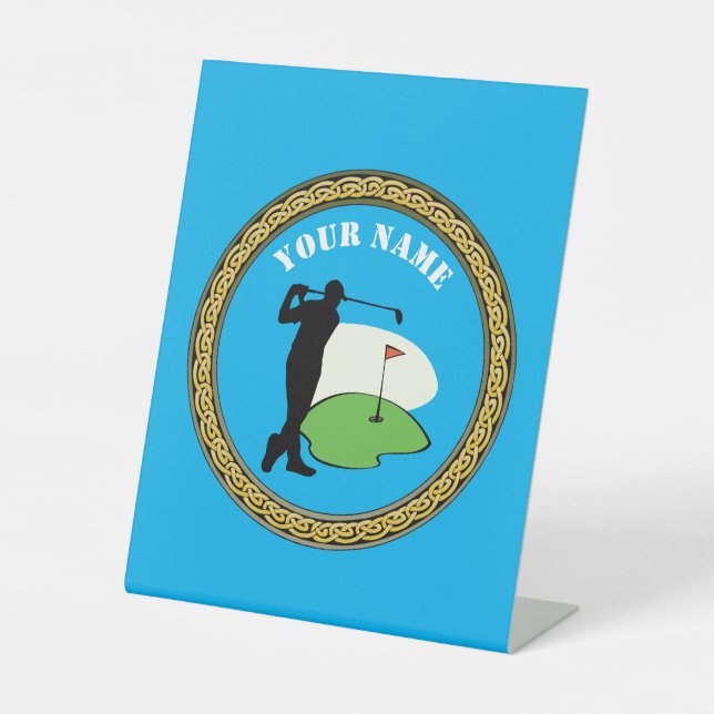 Expositor En L Rótulo Pedestal Golf - Añadir nombre - Golfer (Anverso)