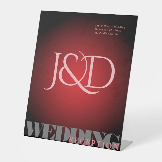 Expositor En L Rótulo Pedestal Monogramado Vignette Boda Pedestal (Anverso)