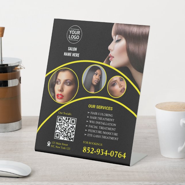 Expositor En L Rótulo Pedestal Personalizado de Negocios de Salon (In Situ)
