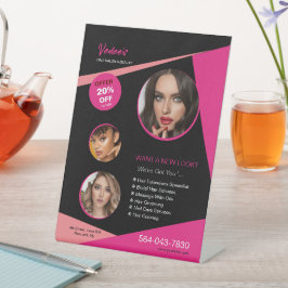 Expositor En L Rótulo Pedestal Personalizado de Negocios de Salon