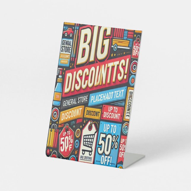 Expositor En L Rótulo Pedestal Vibrante General de Tiendas Descue (Anverso)