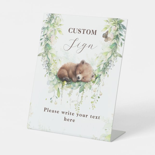 Expositor En L Rótulo Personalizado Woodland Baby Boy Shower (Anverso)