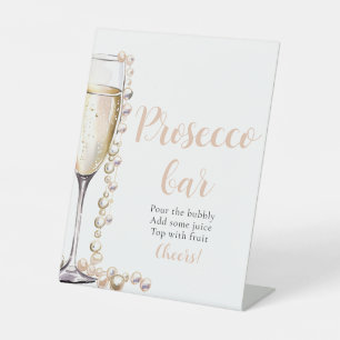 Expositor En L Rótulo Prosecco Bar Pearls y Prosecco Champagne