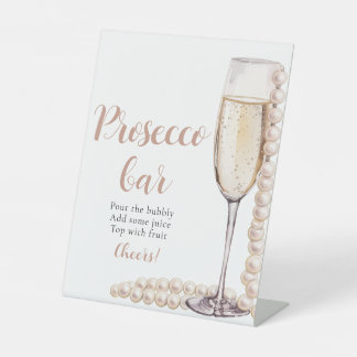 Expositor En L Rótulo Prosecco Bar Pearls y Prosecco Champagne