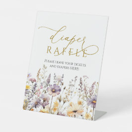 Expositor En L Rótulo Purple Wildflowers Baby Shower Diaper Raffl