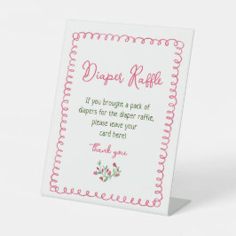 Expositor En L Rótulo Raffle de Diaper Floral Vintage