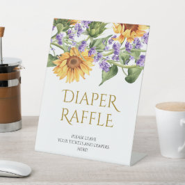 Expositor En L Rótulo Raffle de Sunflowers y Lavender Diaper