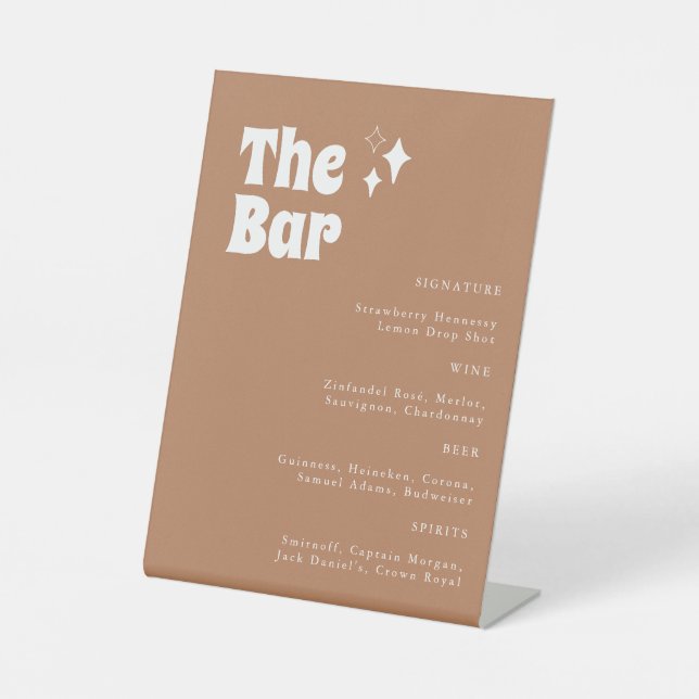 Expositor En L Rótulo Retro Vintage Sencillo y moderno Boda Bar (Anverso)