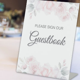 Expositor En L Rótulo Romántico Boda Floral Guestbook