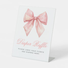 Expositor En L Rótulo Rubor Pink Bow Baby Shower Diaper Raffle