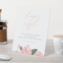 Rótulo Rubor Pink Floral Baby Shower Diaper Raffle