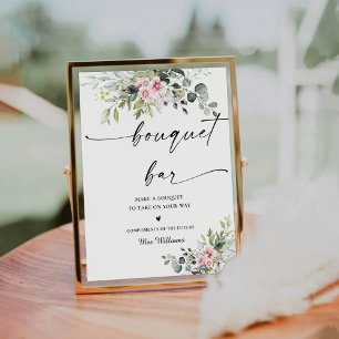 Expositor En L Rótulo Rubor Pink Greenery Bridal Shower Bouquet B