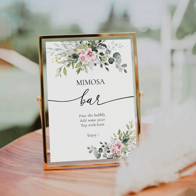 Expositor En L Rótulo Rubor Pink Greenery Floral Mimosa Bar (Subido por el creador)