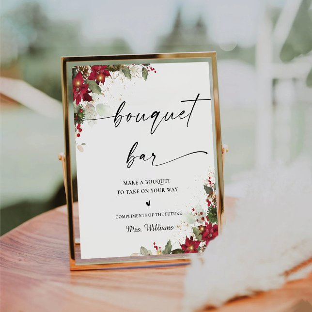 Expositor En L Rótulo Rústico Pine Poinsettia Boda Bouquet Bar (Subido por el creador)