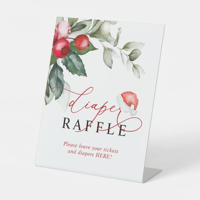 Expositor En L Rótulo Santa Baby Shower Diaper Raffle (Anverso)