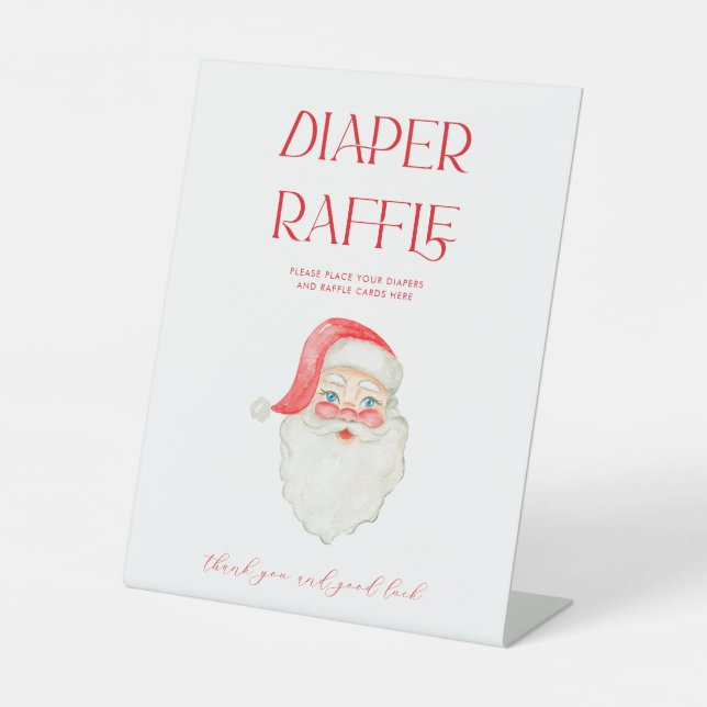 Expositor En L Rótulo Santa Baby Shower Diaper Raffle (Anverso)