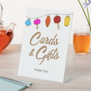 Expositor En L Rótulo "Tarjetas y regalos" de linternas asiáticas