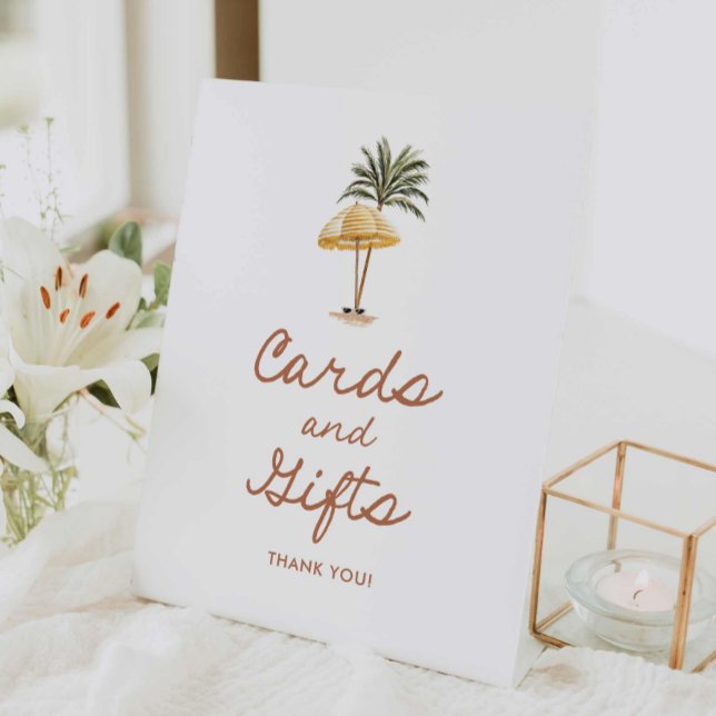 Expositor En L Rótulo Tropical Beach Bridal Shower Cards and Gift (Summer Beach Cards and Gifts Stand Sign)