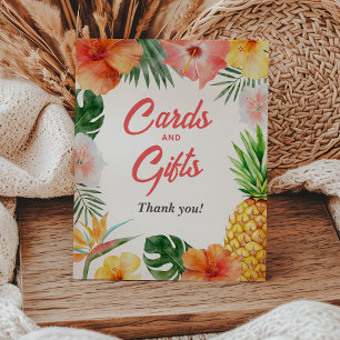Expositor En L Rótulo Tropical Hawaiano de Tarjetas de Cumpleaños