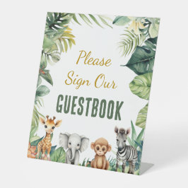 Expositor En L Rótulo Wild One Safari Baby Shower Guestbook