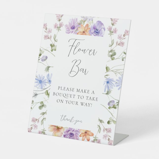 Expositor En L Rótulo Wildflower Bridal Shower Flower Bar (Anverso)