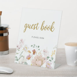 Expositor En L Rótulo Wildflowers Shower Guestbook