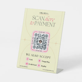 Expositor En L Rótulos de código QR rosa y amarillo - Pago femeni