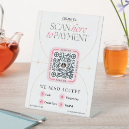 Expositor En L Rótulos de código QR rosa y blanco - Pago femenino